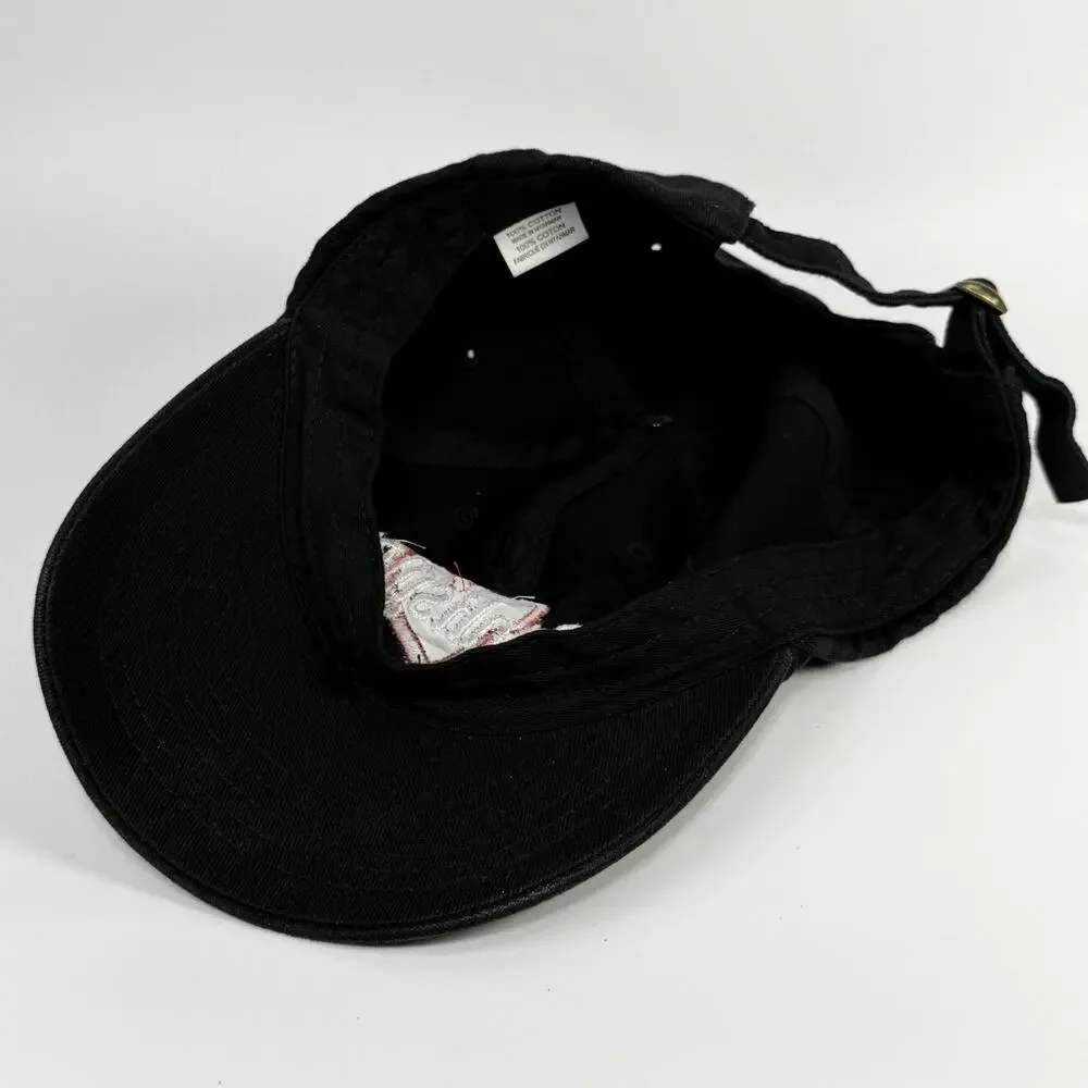 Black Banksyland Adjustable Hat Cap Embroidered Cotton Red Heart Banksy